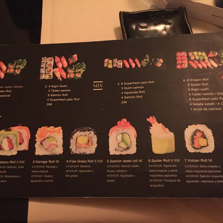 Carta de sushi - Ayala Japón
